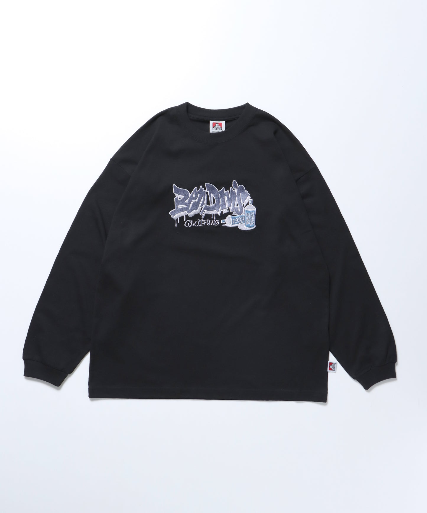 SPRAY ART EMB L/S TEE WIDE / ロンT 長袖 刺繍 ビックサイズ ブラック