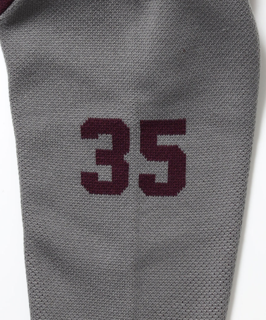 BALLPARK KNIT JACKET / ニット ジャケット ジャケード 刺繍 スタジャン スタジアムジャンパー ユニセックス 秋冬 ワイン