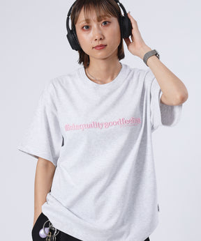 センターロゴ3D刺繍ショート丈Tシャツ / Tシャツ クルーネック 半袖 刺繍 シンプル 【短丈】 アッシュグレー