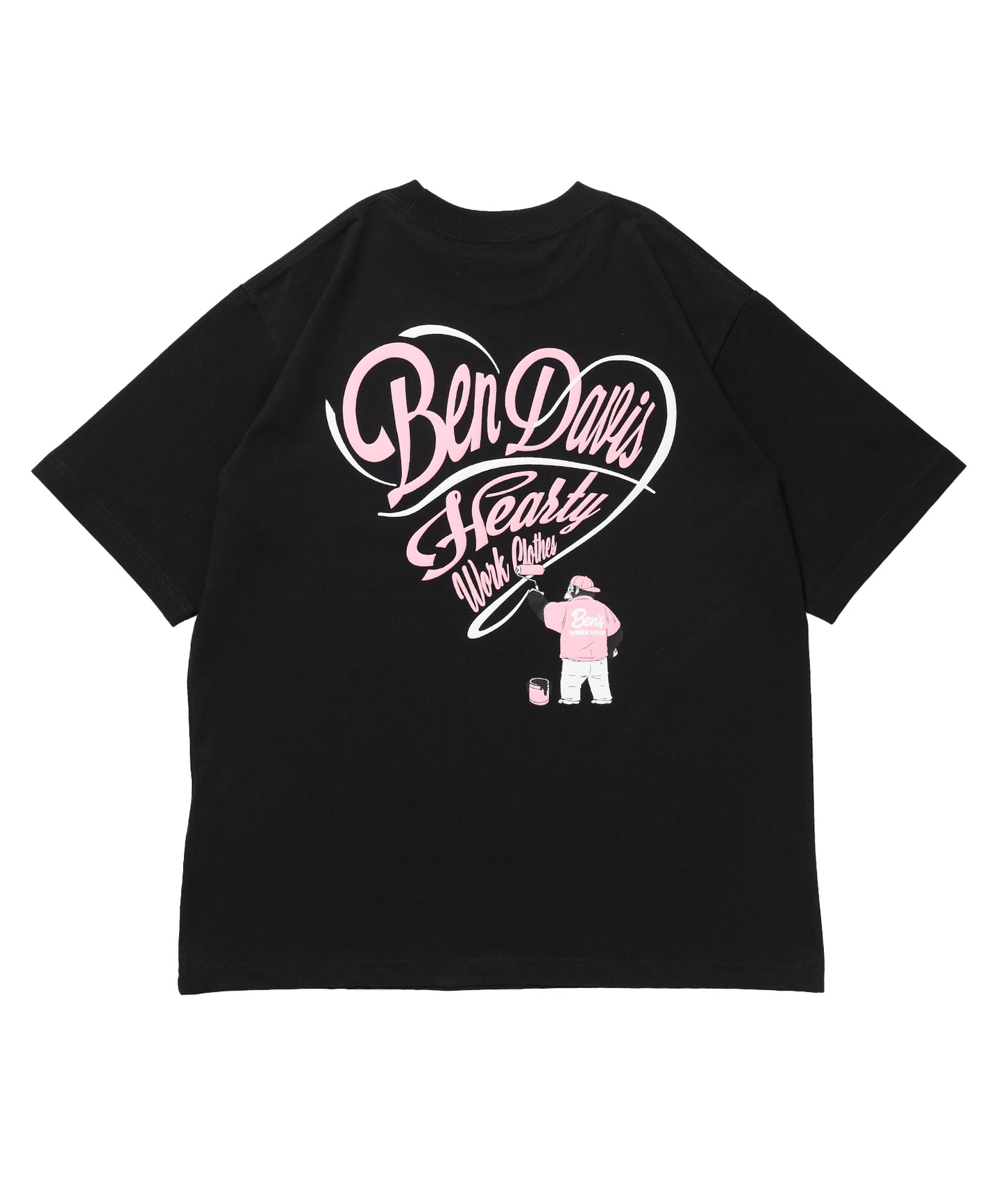 SCRIPT HEART TEE / Tシャツ 半袖 クルーネック 刺繍 ワンポイント ユニセックス オーバーサイズ ブラック