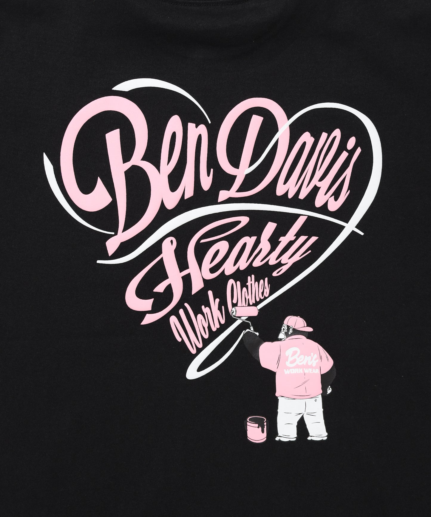SCRIPT HEART TEE / Tシャツ 半袖 クルーネック 刺繍 ワンポイント ユニセックス オーバーサイズ ブラック