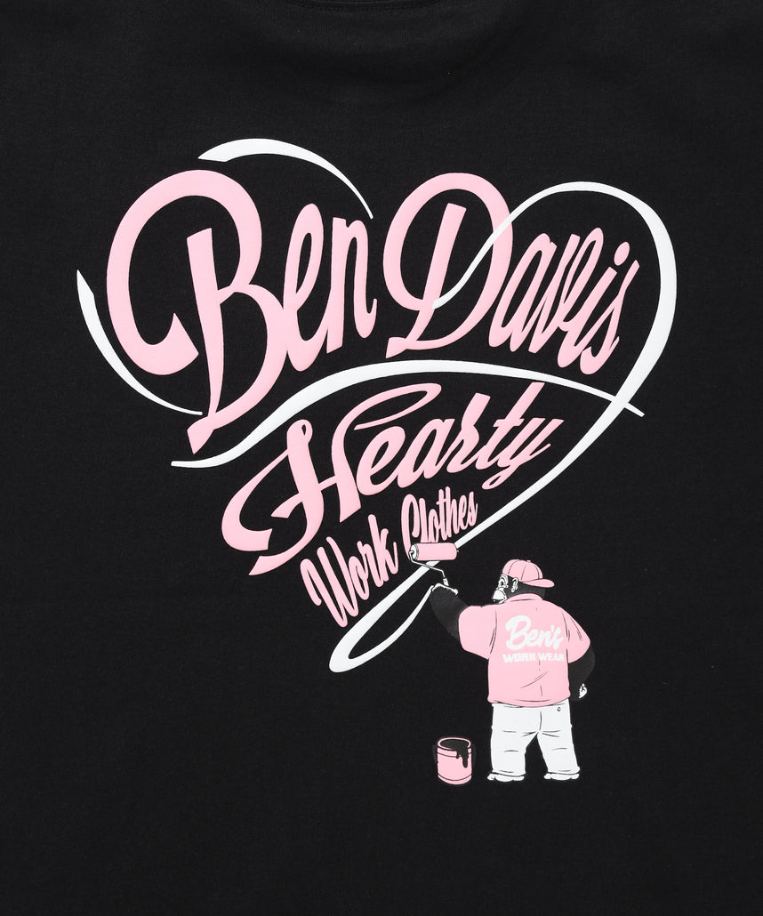 SCRIPT HEART TEE / Tシャツ 半袖 クルーネック 刺繍 ワンポイント ユニセックス オーバーサイズ ブラック