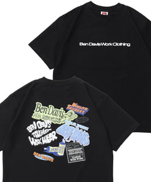 COOLER FRIDGE DOOR TEE / 半袖 接触冷感 クルーネック プリント ユニセックス オーバーサイズ ドロップショルダー ブラック