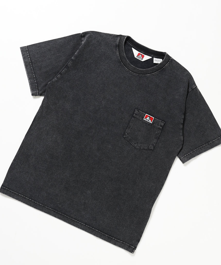 VNTG POCKET TEE / Tシャツ 半袖 クルーネック 加工 ワンポイント ユニセックス ポケット ブラック