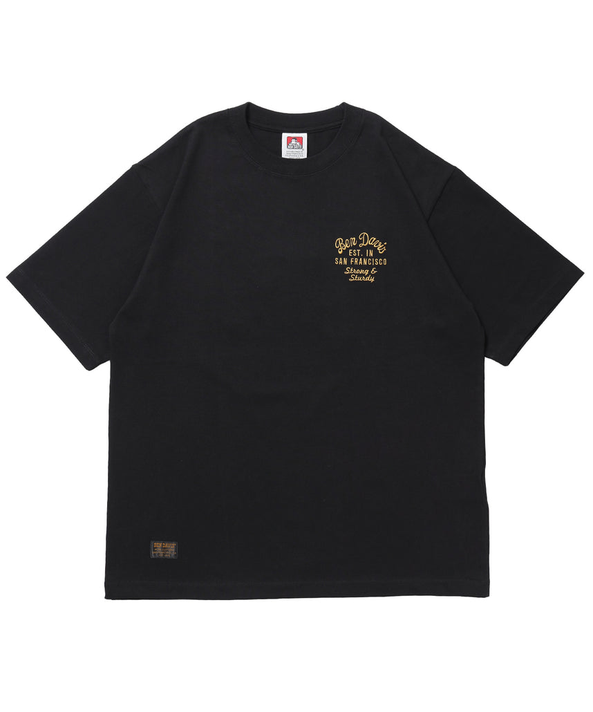 SOUVENIR EMB TEE / オーバーサイズ 半袖 クルーネック 刺繍 プリント ユニセックス ドロップショルダー ブラック