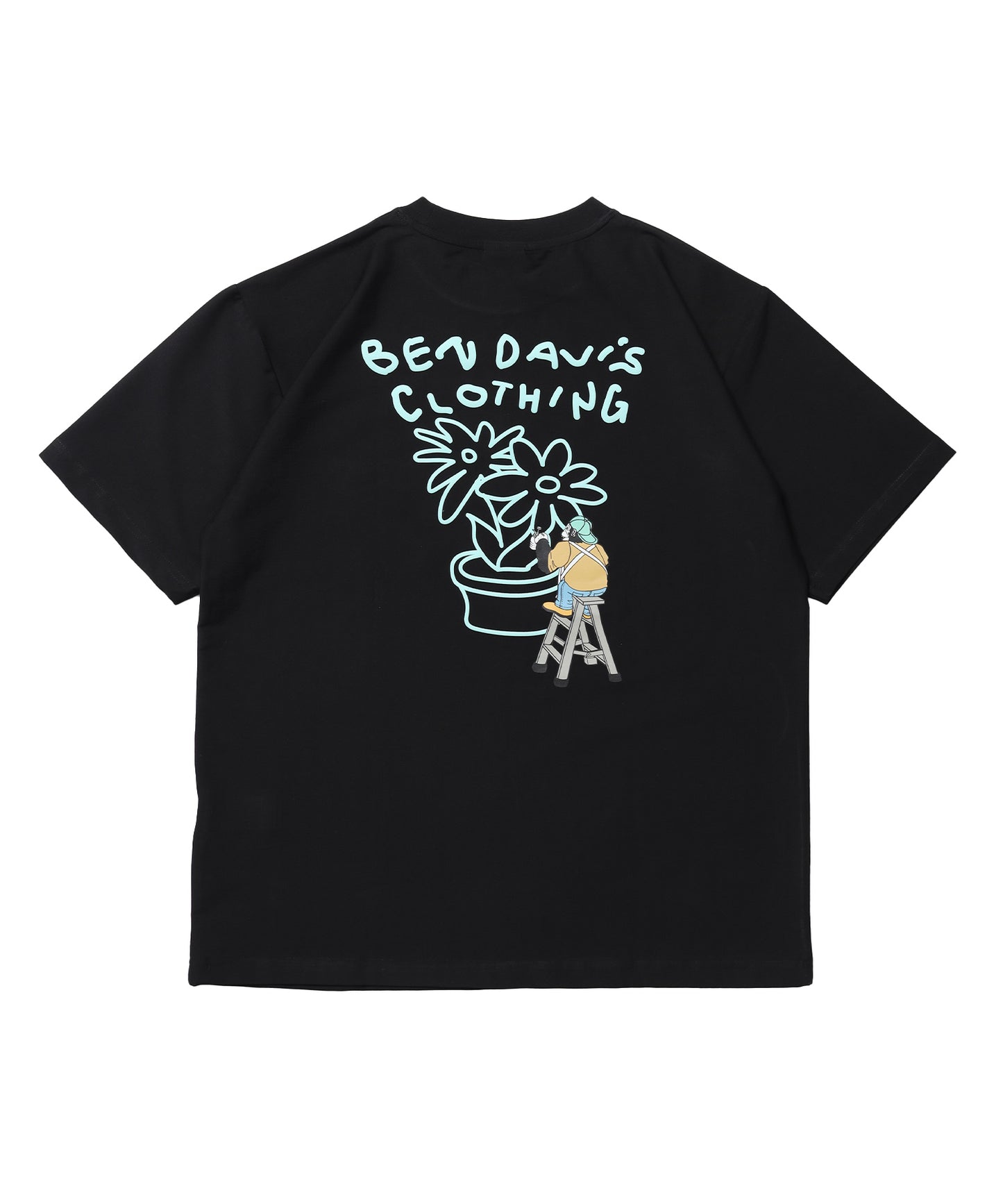 COOLER FLOWER TEE /半袖 接触冷感 オーバーサイズ クルーネック プリント ユニセックス ドロップショルダー ブラック