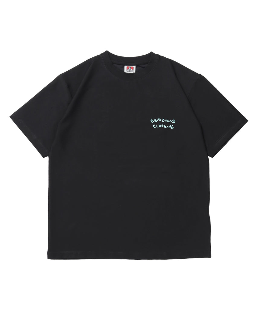 COOLER FLOWER TEE /半袖 接触冷感 オーバーサイズ クルーネック プリント ユニセックス ドロップショルダー ブラック