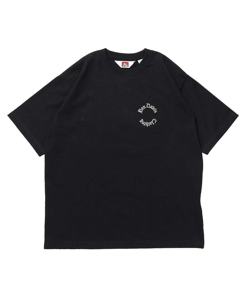 OLD ENGLISH EMB TEE / Tシャツ 半袖 クルーネック 刺繍 ワンポイント ユニセックス オーバーサイズ ブラック