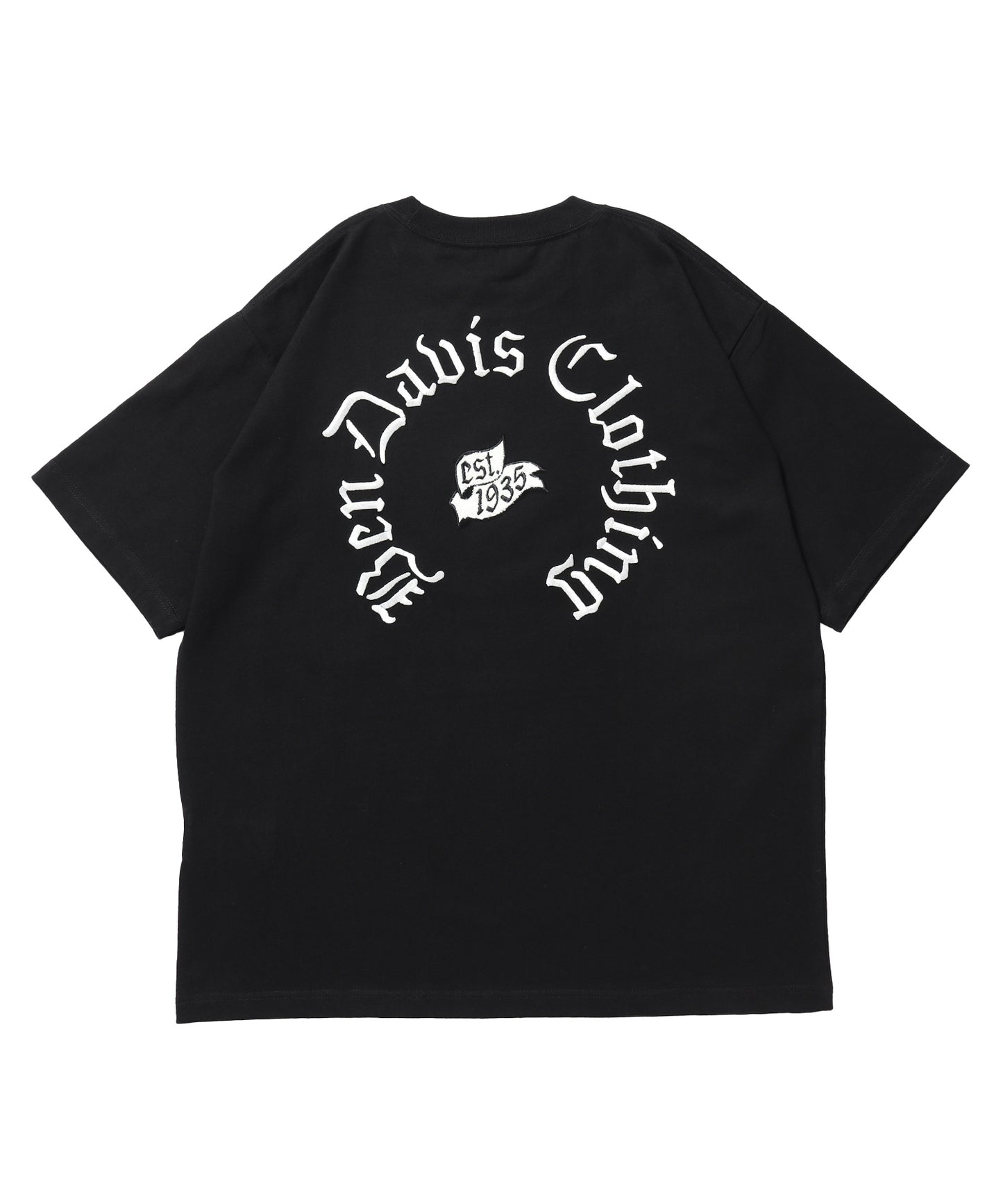 OLD ENGLISH EMB TEE / Tシャツ 半袖 クルーネック 刺繍 ワンポイント ユニセックス オーバーサイズ ブラック