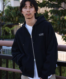 ヘビーウエイトワンポイントジップパーカー / パーカー ジップ ワンポイント ロゴ 裏起毛 フーディ ブラック