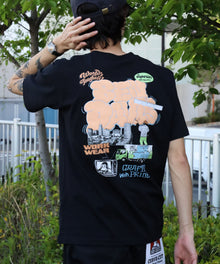 OVERLAP COOL TEE / Tシャツ 接触冷感 半袖 クルーネック ワンポイント 刺繍 ワンポイント ブラック