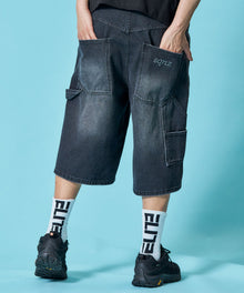 WEB限定 / ダメージデニムショートパンツ / sqnzU double knee denim