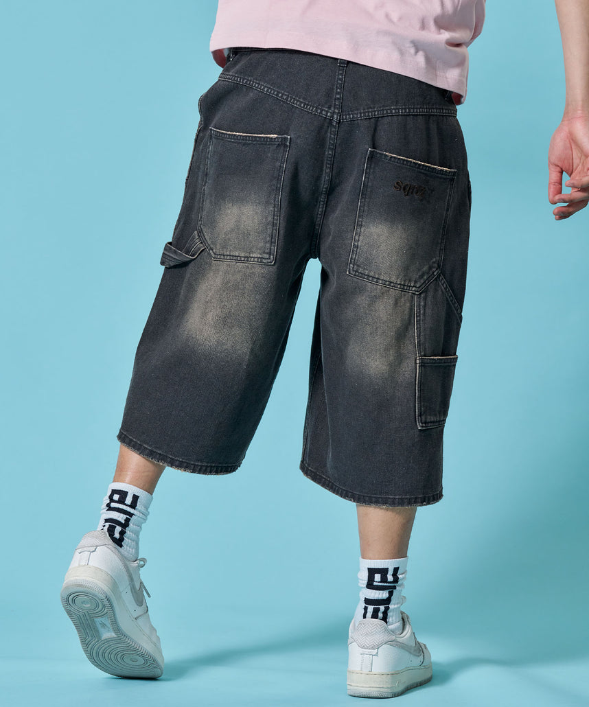 WEB限定 / ダメージデニムショートパンツ / sqnzU double knee denim