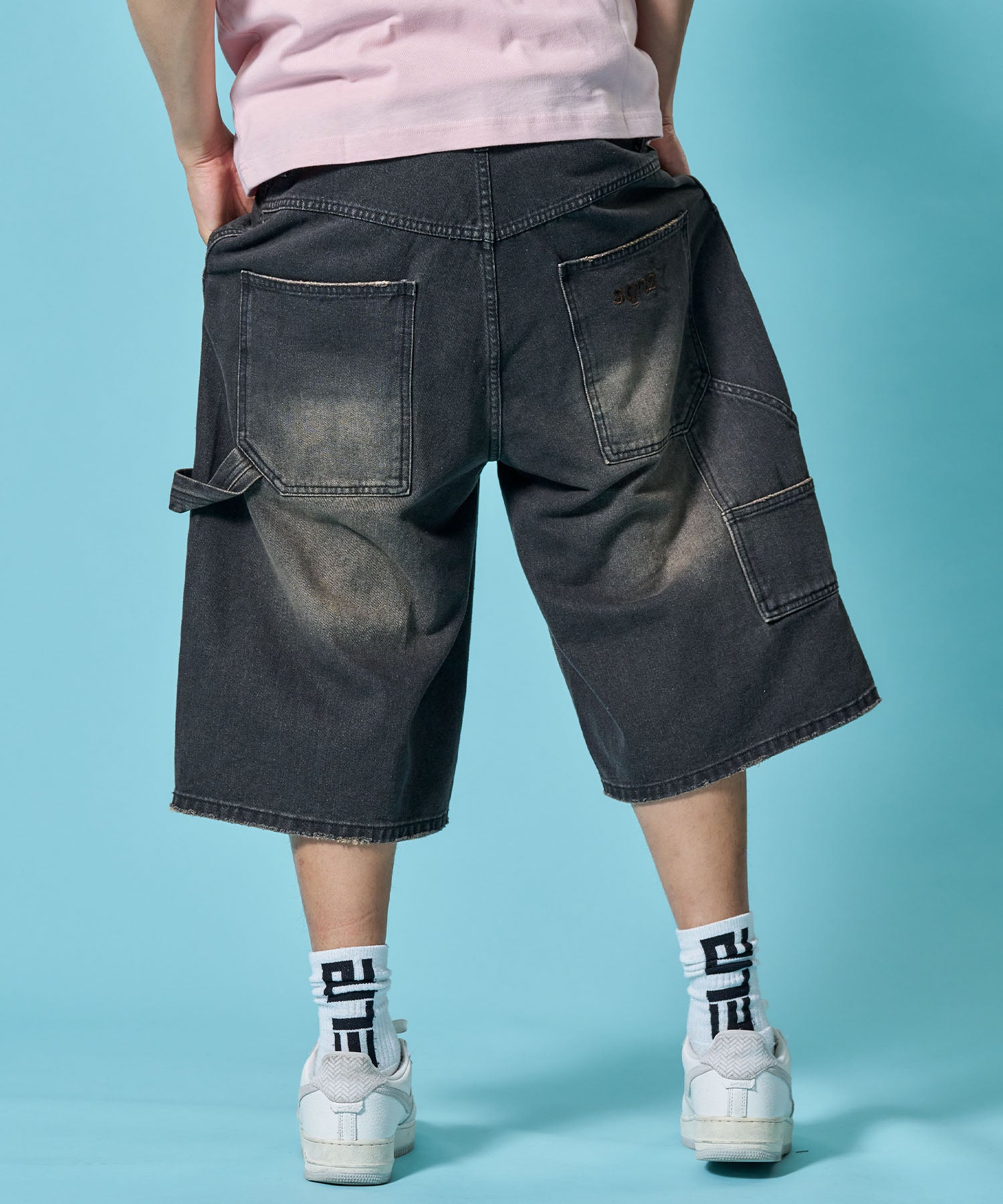 WEB限定 / ダメージデニムショートパンツ / sqnzU double knee denim