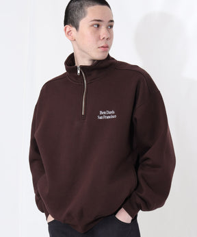 BD SWEAT HALF ZIP / スウェット ハーフジップ ワンポイント刺繍 裏起毛 サイドポケット ユニセックス