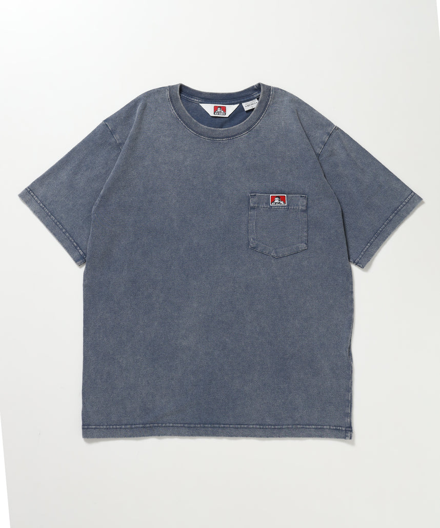 VNTG POCKET TEE / Tシャツ 半袖 クルーネック 加工 ワンポイント ユニセックス ポケット ネイビー