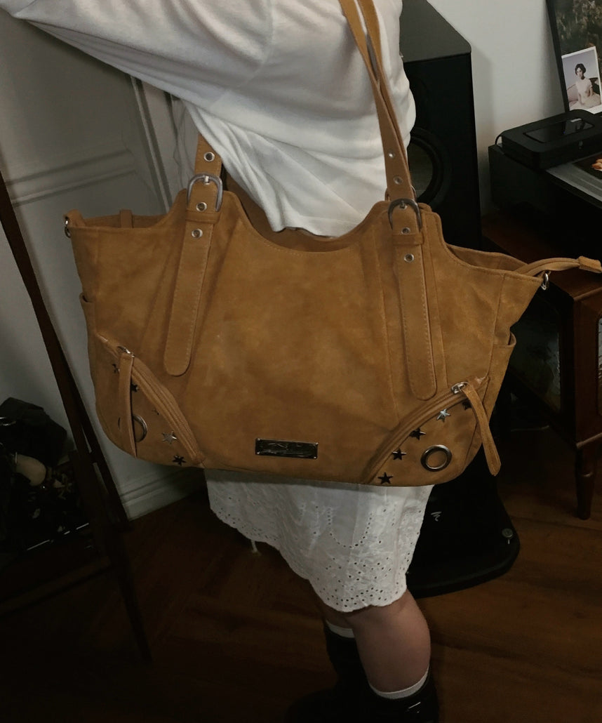 ※WEB限定 / スタースタッズ＆ハトメハンドバッグ / sqnz star eyelet bag ベージュ