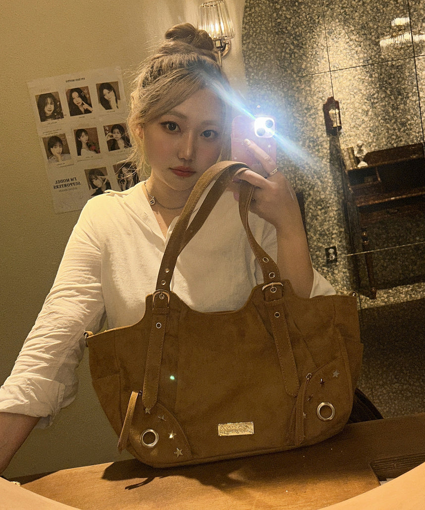 ※WEB限定 / スタースタッズ＆ハトメハンドバッグ / sqnz star eyelet bag ベージュ