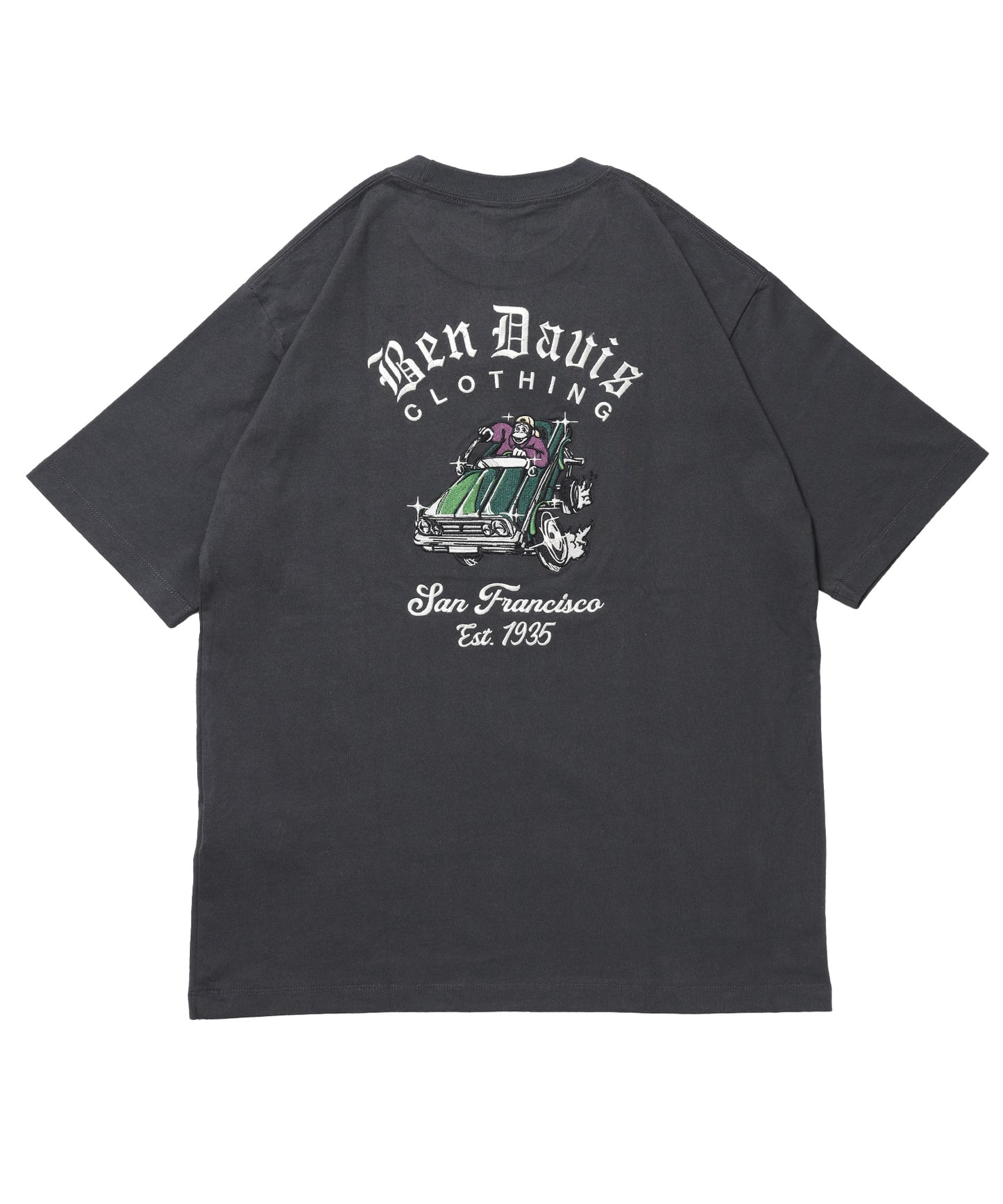 LOWRIDE EMB TEE / 半袖 クルーネック 刺繍 ワンポイント ユニセックス 定番 オールシーズン チャコール
