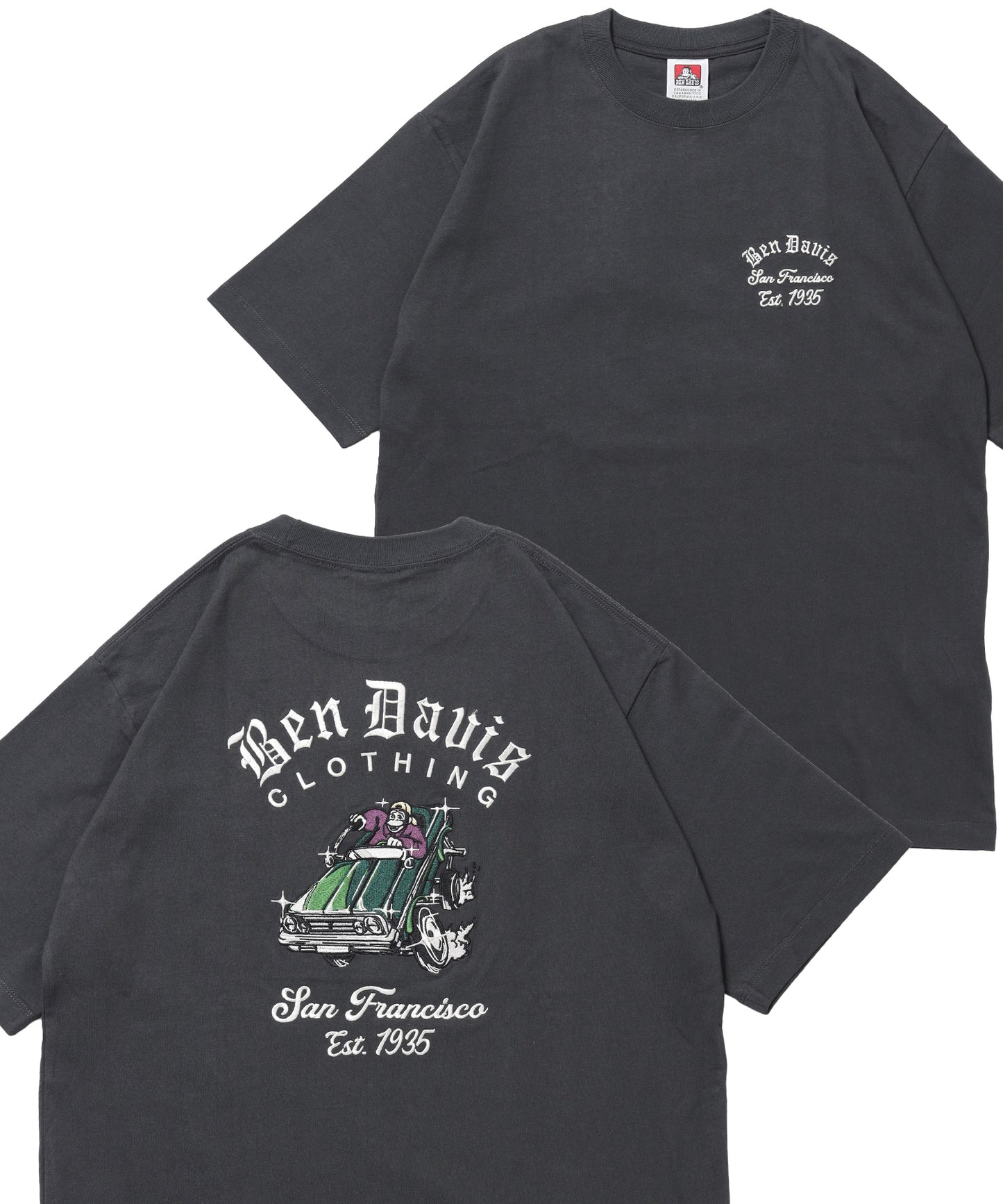 LOWRIDE EMB TEE / 半袖 クルーネック 刺繍 ワンポイント ユニセックス 定番 オールシーズン チャコール