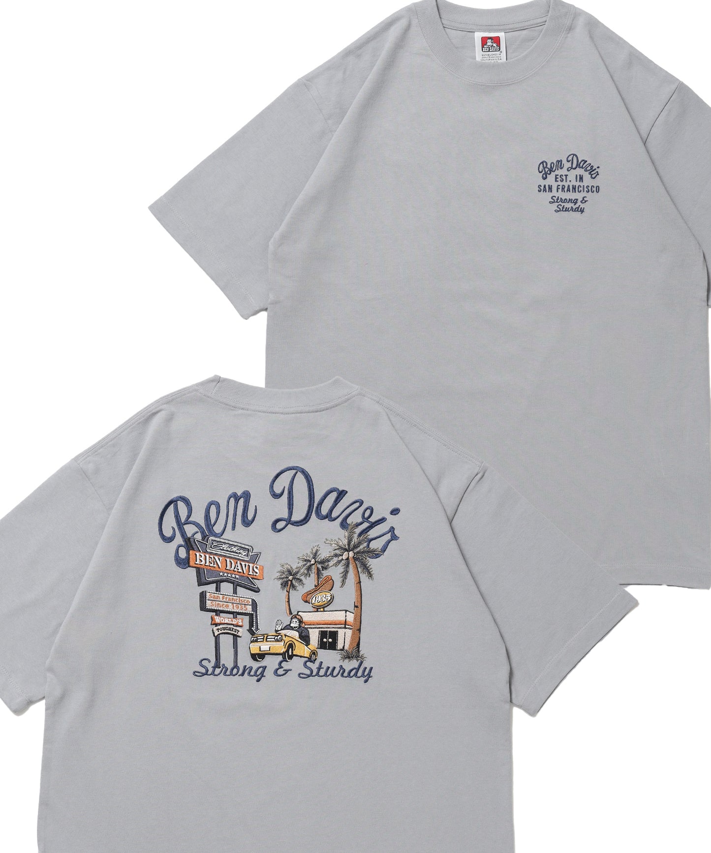 SOUVENIR EMB TEE / オーバーサイズ 半袖 クルーネック 刺繍 プリント ユニセックス ドロップショルダー ホワイト