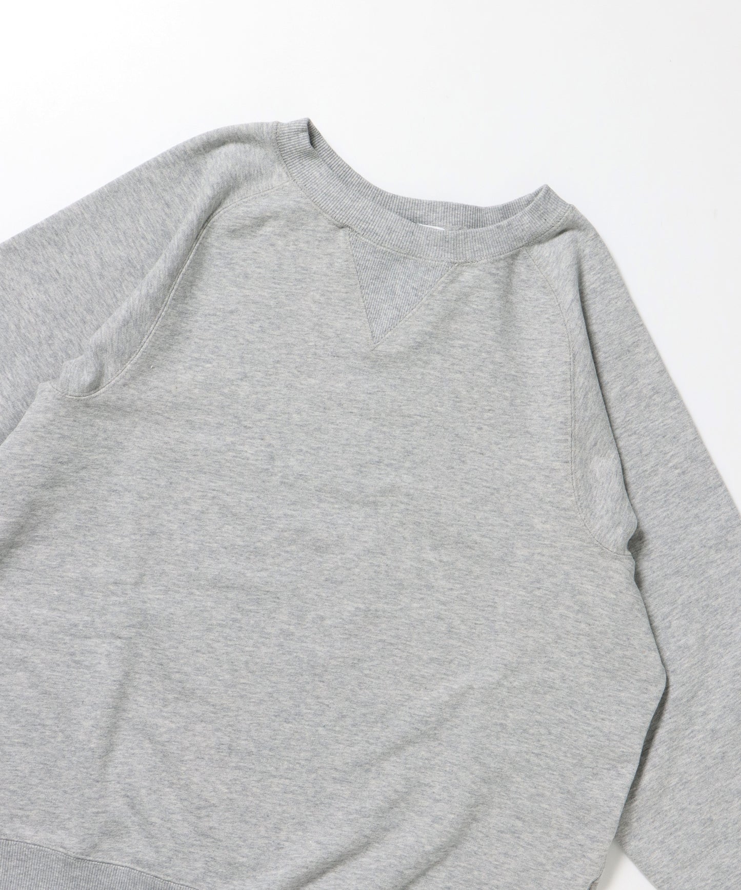 70'S FIT F-SLEEVE CREW / 加工 裏起毛 クルーネック スウェット ラグラン 短丈 裏毛 グレー