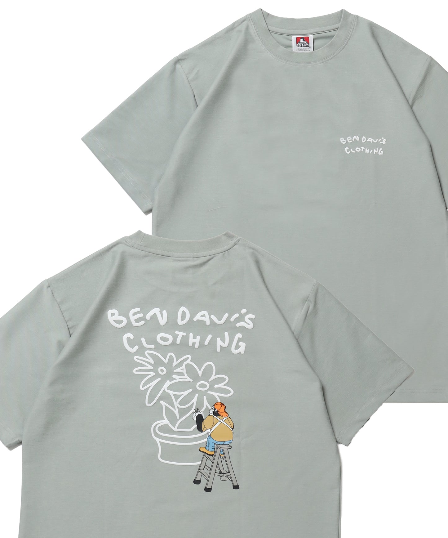 COOLER FLOWER TEE /半袖 接触冷感 オーバーサイズ クルーネック プリント ユニセックス ドロップショルダー グリーン