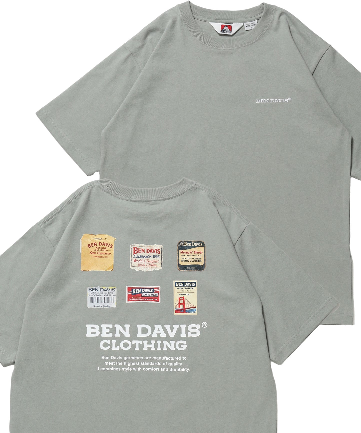LABELS TEE / Tシャツ 半袖 クルーネック 刺繍 ワンポイント プリント ユニセックス オーバーサイズ グリーン