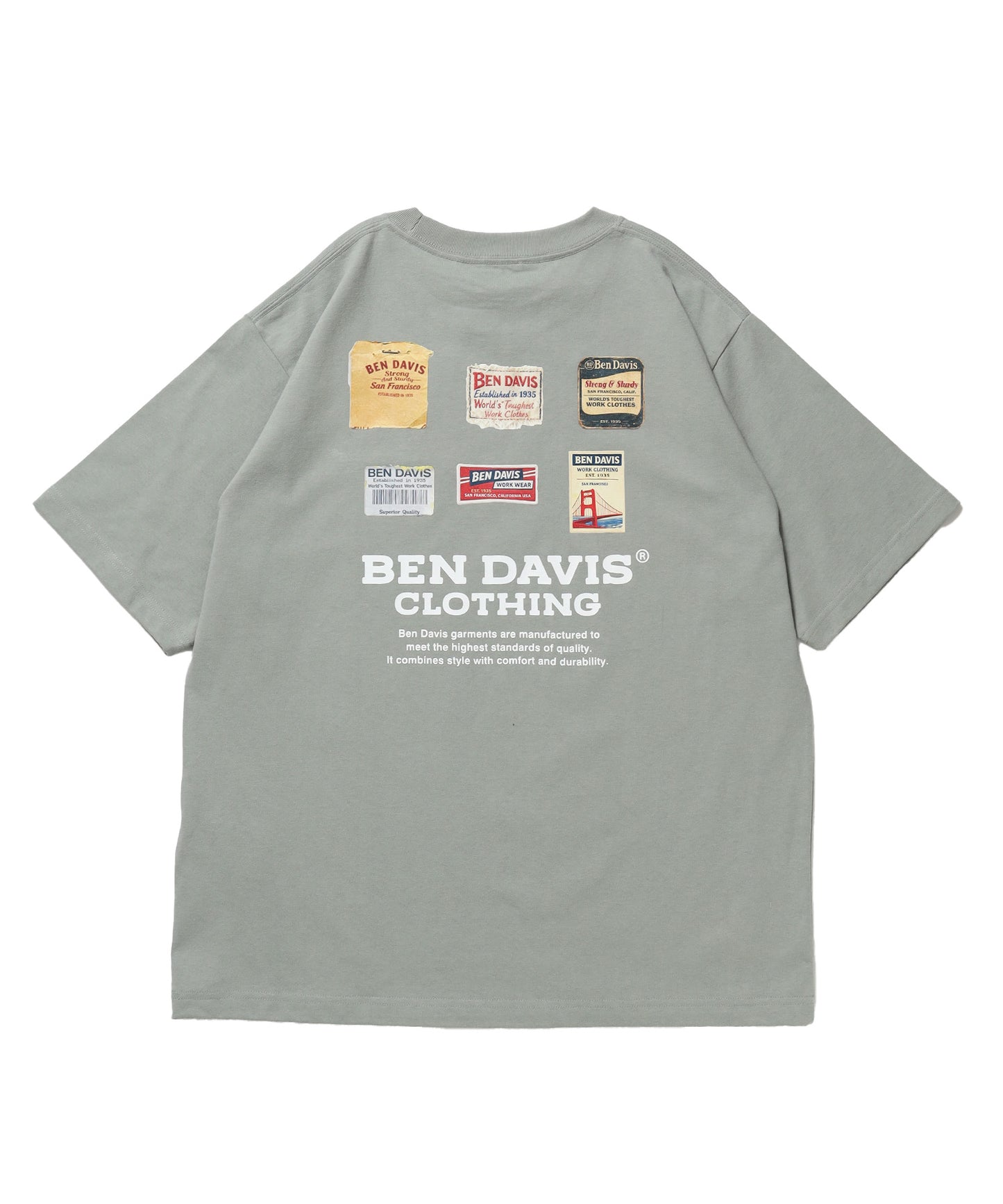 LABELS TEE / Tシャツ 半袖 クルーネック 刺繍 ワンポイント プリント ユニセックス オーバーサイズ グリーン