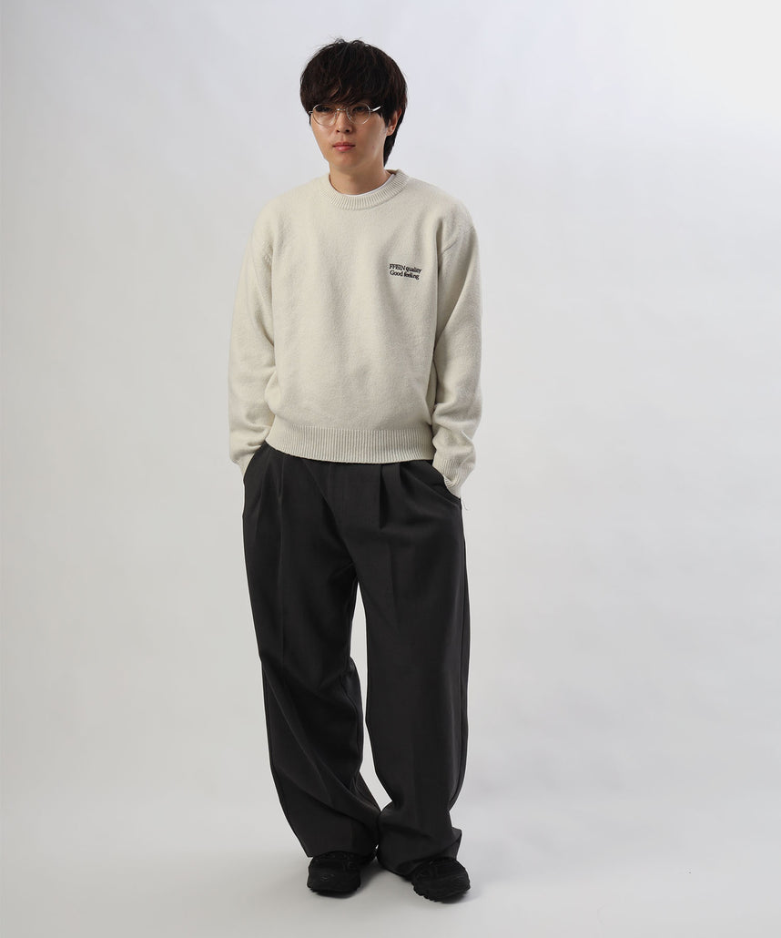 ウール混クルーネックニット / ウール混 ニット クルーネック 天竺編み ユニセックス