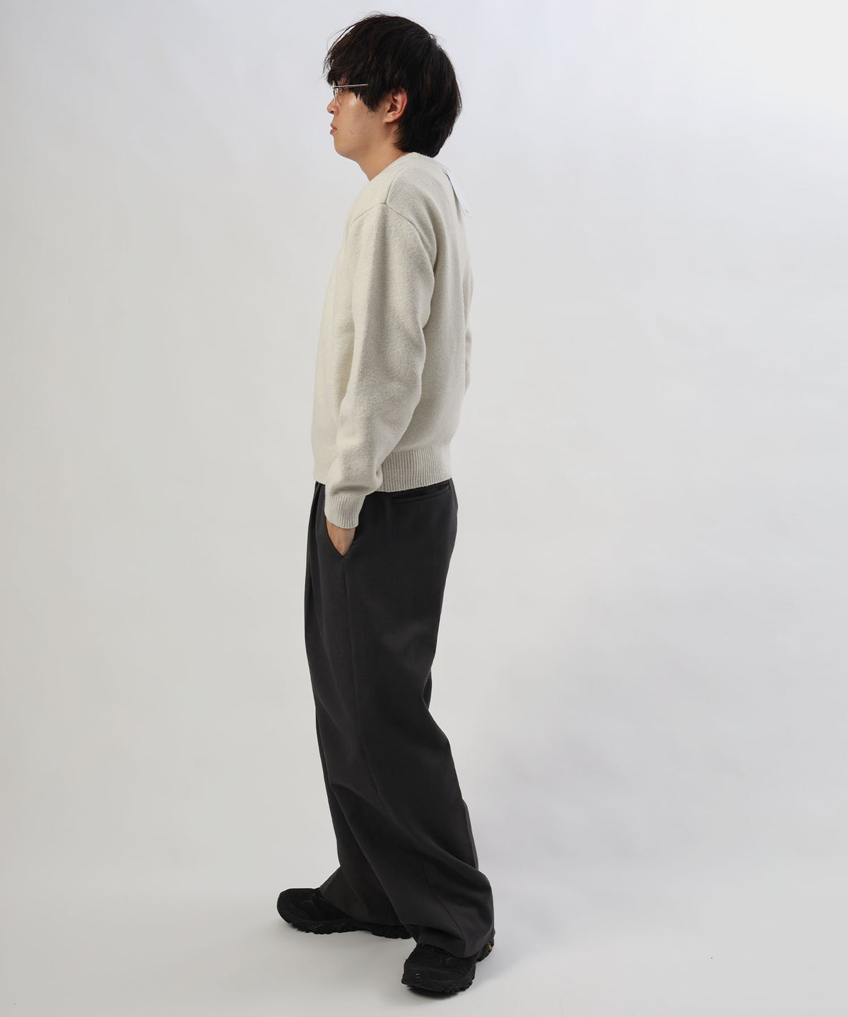 ウール混クルーネックニット / ウール混 ニット クルーネック 天竺編み ユニセックス
