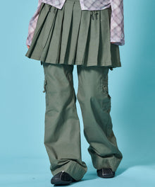 ※WEB限定 / レディースフレアカーゴパンツ / sqnz eyelet low-rise pants カーキ