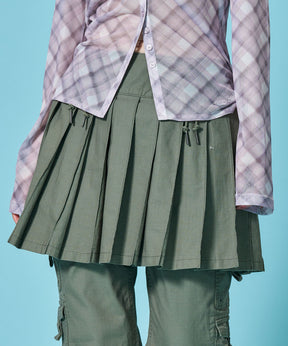 ※WEB限定 /  レディースアイレットプリーツミニスカート / sqnz eyelet pleats skirt カーキ