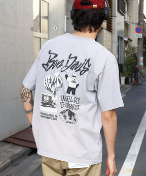 TAGGING VNTG TEE(UF) / Tシャツ クルーネック  ワンポイント シンプル ユニセックス 加工 ライトグレー