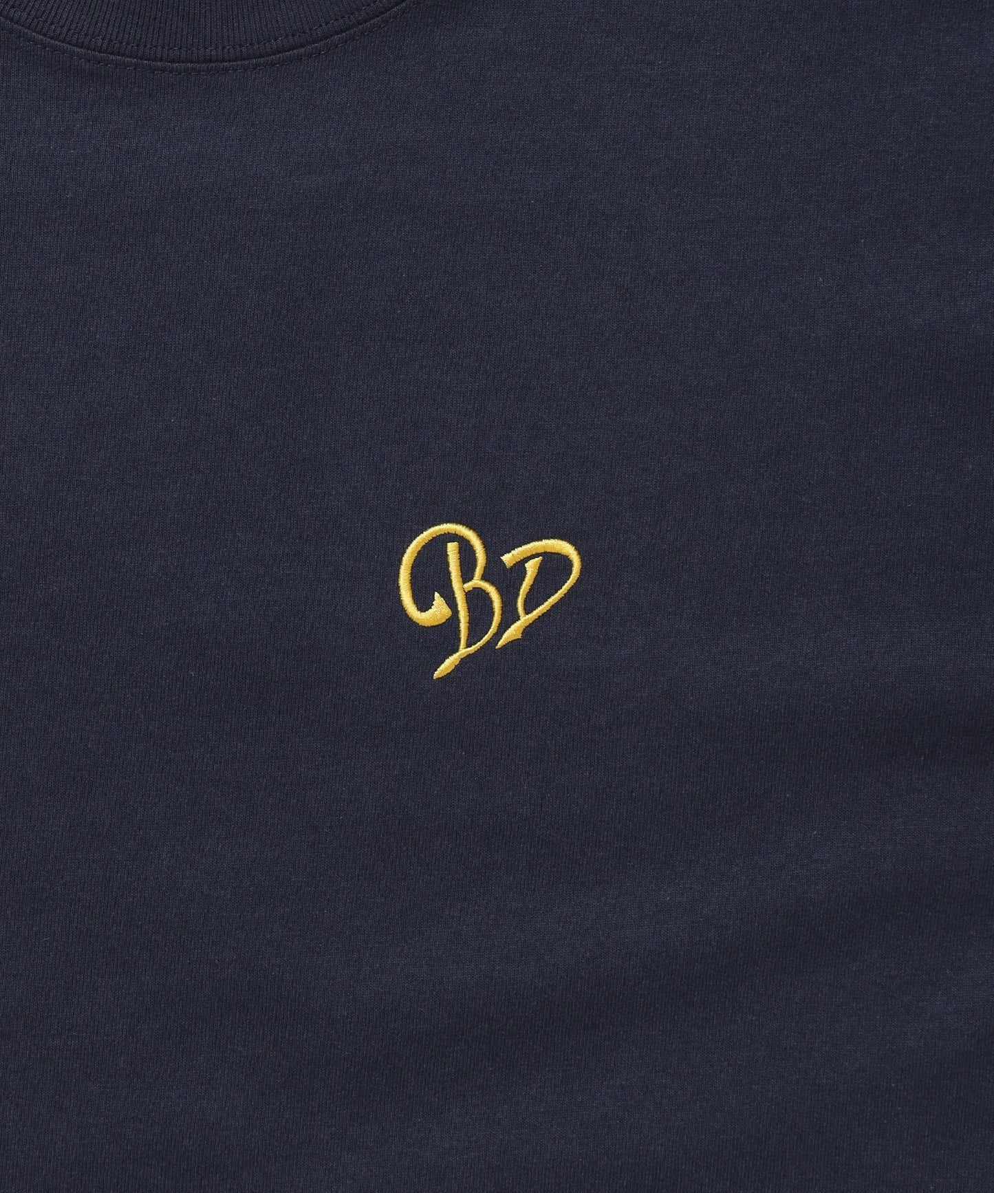 SCRIPT HEART TEE / Tシャツ 半袖 クルーネック 刺繍 ワンポイント ユニセックス オーバーサイズ ネイビー