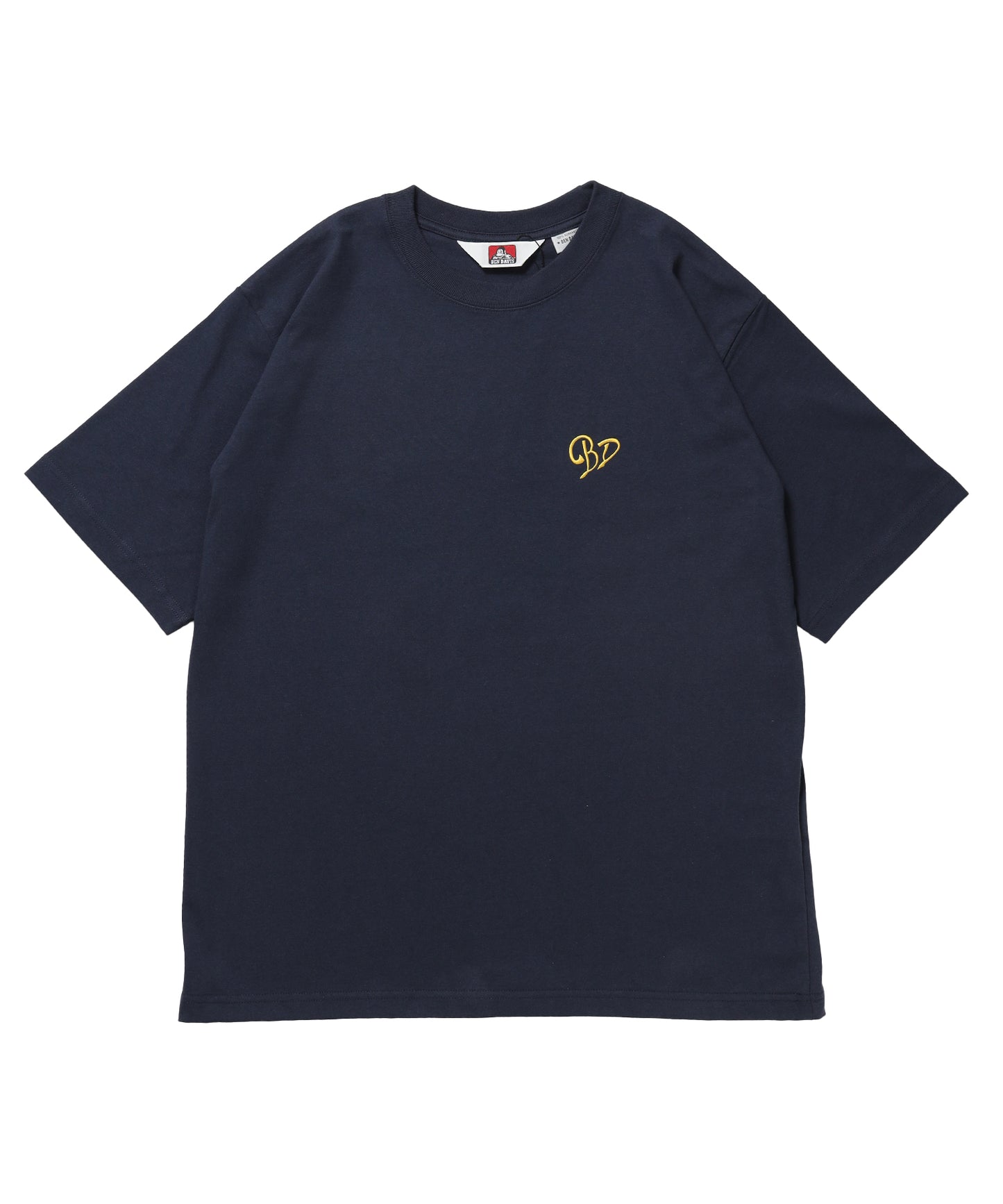 SCRIPT HEART TEE / Tシャツ 半袖 クルーネック 刺繍 ワンポイント ユニセックス オーバーサイズ ネイビー