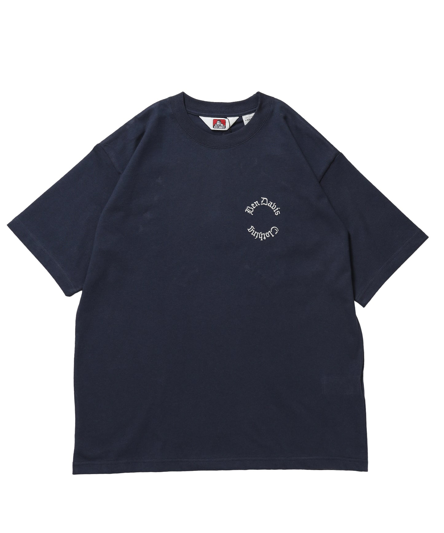 OLD ENGLISH EMB TEE / Tシャツ 半袖 クルーネック 刺繍 ワンポイント ユニセックス オーバーサイズ ネイビー