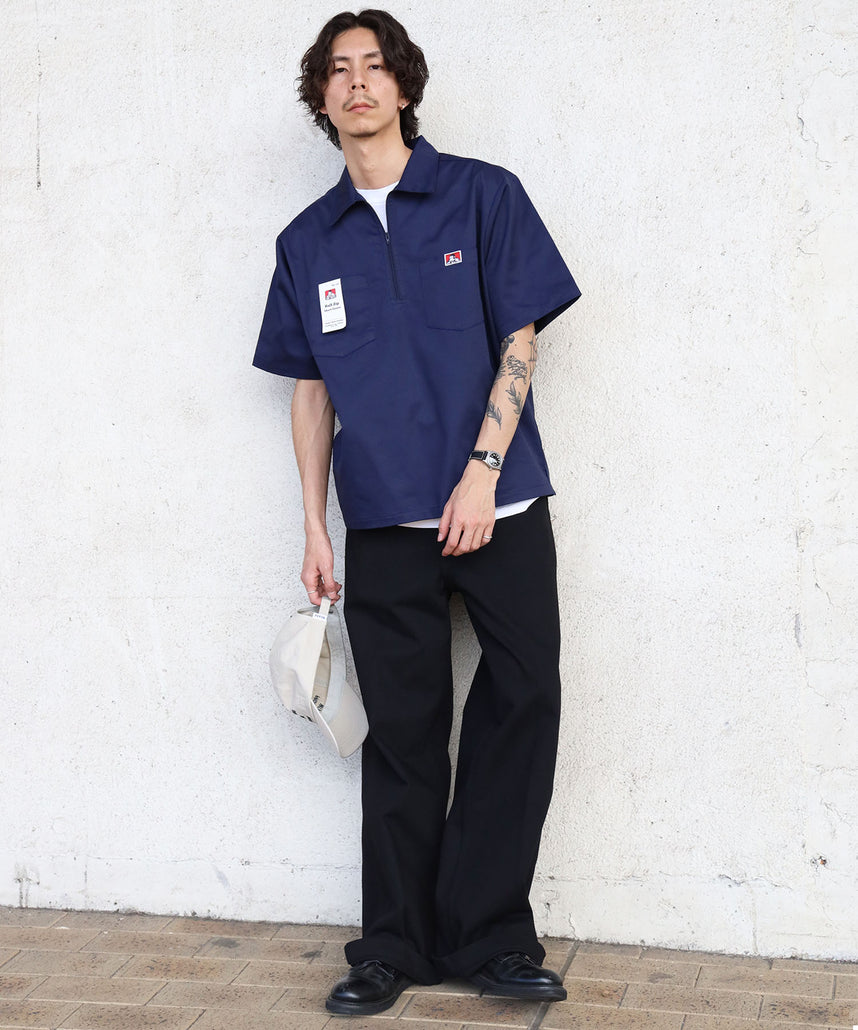 BEN DAVIS（ベンデイビス）】1/2ZIP S/S SHIRT ネイビー – NAVAL