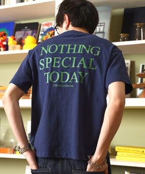 アメリカンプリントロゴショート丈Tシャツ/ Tシャツ クルーネック 半袖 プリント 【短丈】 ネイビー