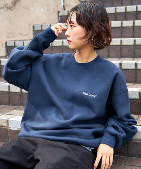 HEAVY SWEAT CREW / 刺繍 オーバーサイズ ワンポイント シンプル ヘビーウエイト 裏起毛 ネイビー