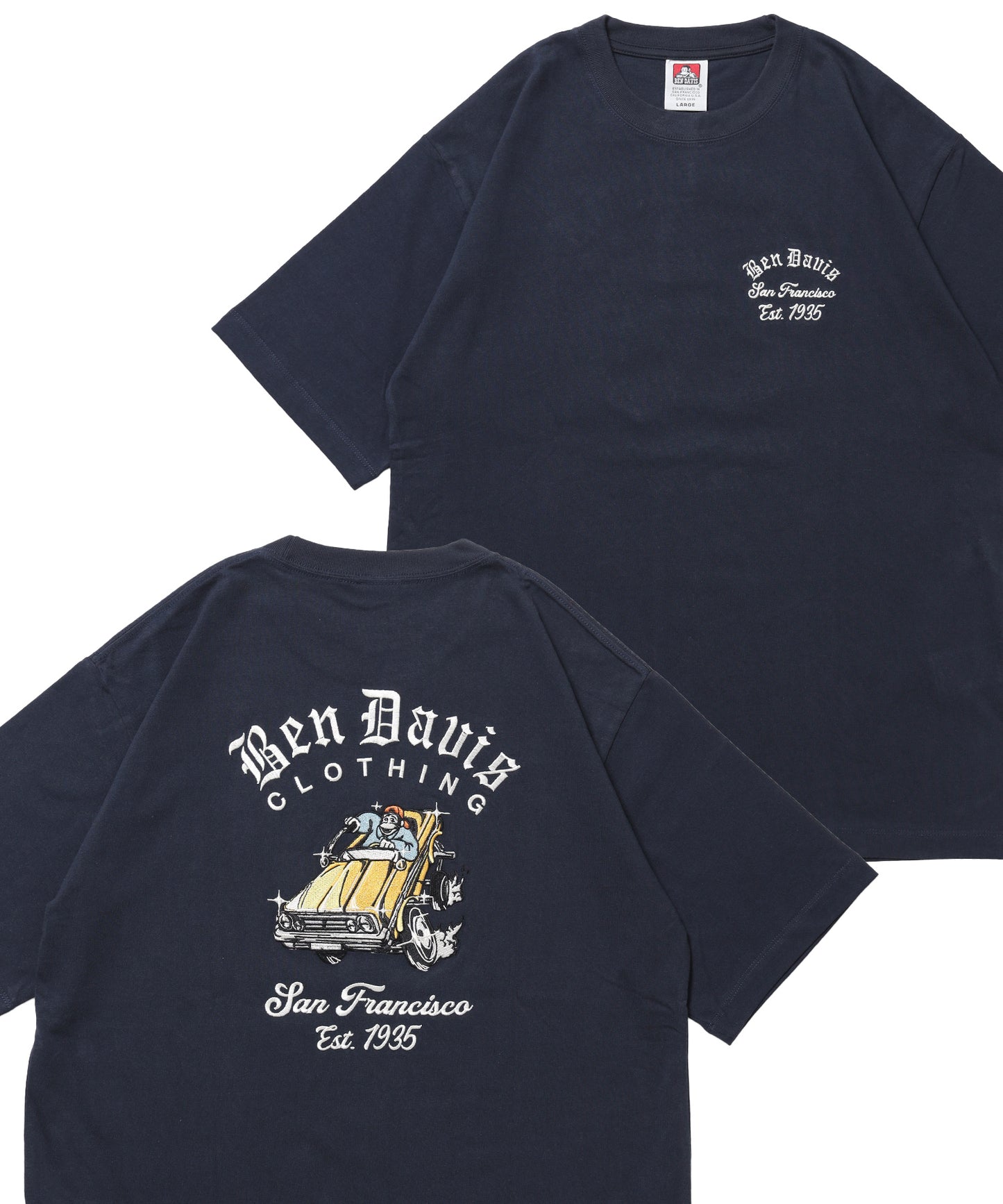 LOWRIDE EMB TEE / 半袖 クルーネック 刺繍 ワンポイント ユニセックス 定番 オールシーズン ネイビー