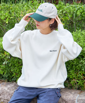 HEAVY SWEAT CREW / 刺繍 オーバーサイズ ワンポイント シンプル ヘビーウエイト 裏起毛 オフホワイト