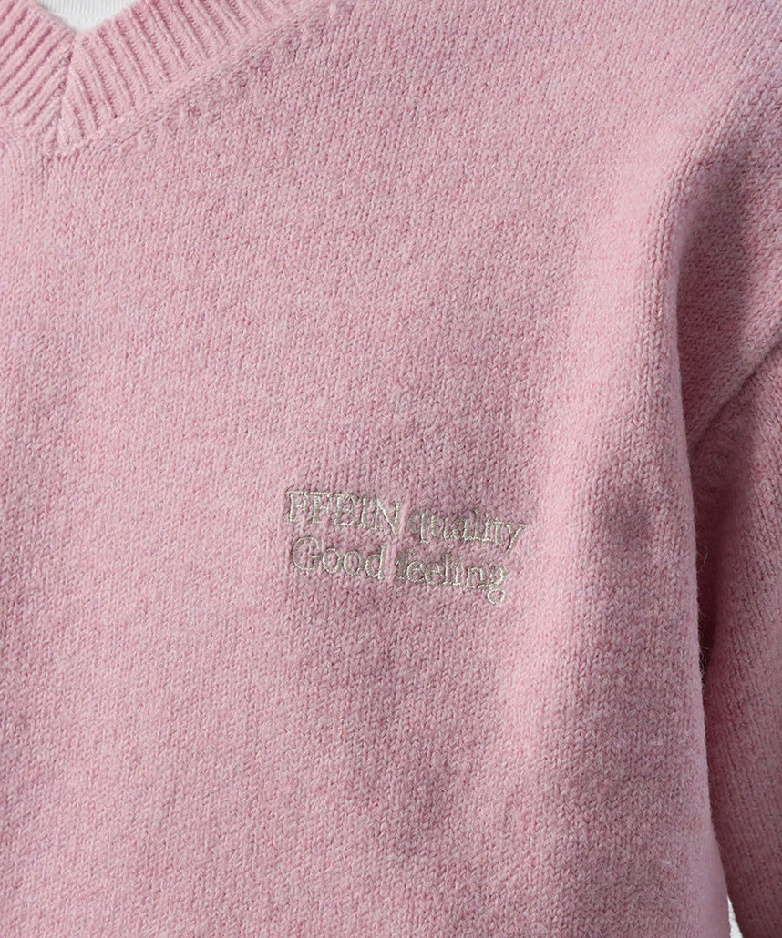 ウール混Vネックニット / ウール混 刺繍 ニット Vネック ユニセックス