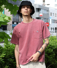 VNTG POCKET TEE / Tシャツ 半袖 クルーネック 加工 ワンポイント ユニセックス ポケット レッド
