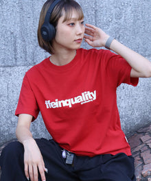 センターデカロゴプリントショート丈Tシャツ/ クルーネック 半袖 刺繍 【短丈】 レッド