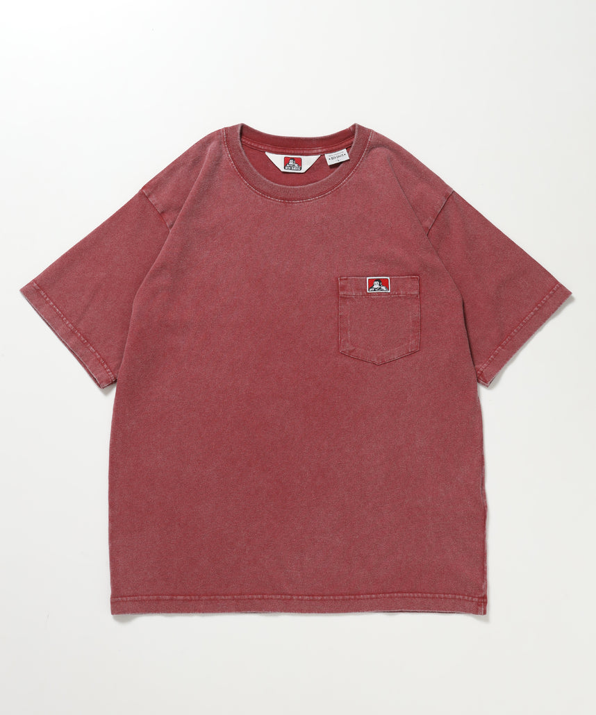 VNTG POCKET TEE / Tシャツ 半袖 クルーネック 加工 ワンポイント ユニセックス ポケット レッド