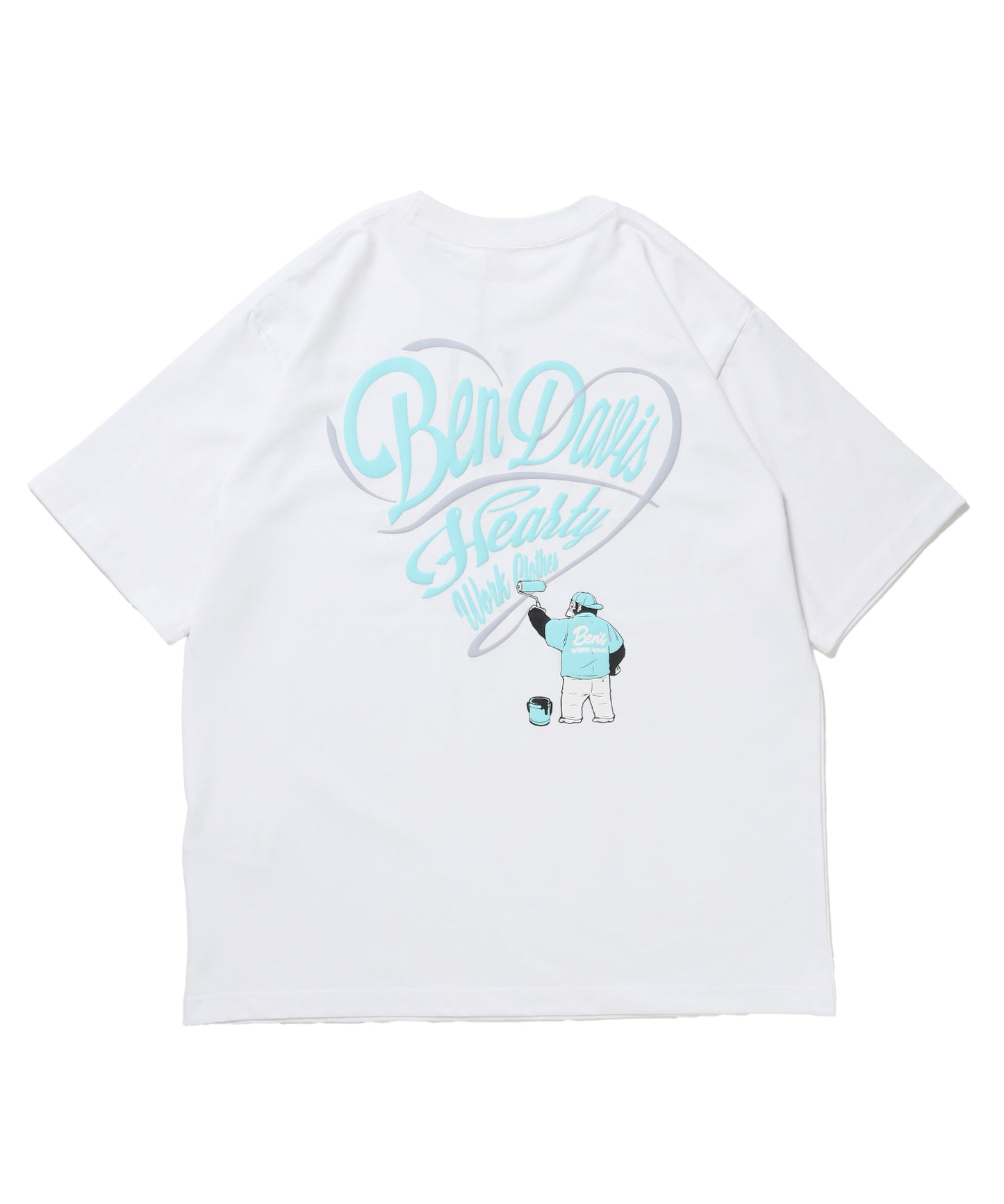 SCRIPT HEART TEE / Tシャツ 半袖 クルーネック 刺繍 ワンポイント ユニセックス オーバーサイズ ホワイト