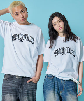 ※WEB限定 / ギンガムチェックワッペン半袖T / sqnz gingham applique tee ホワイト