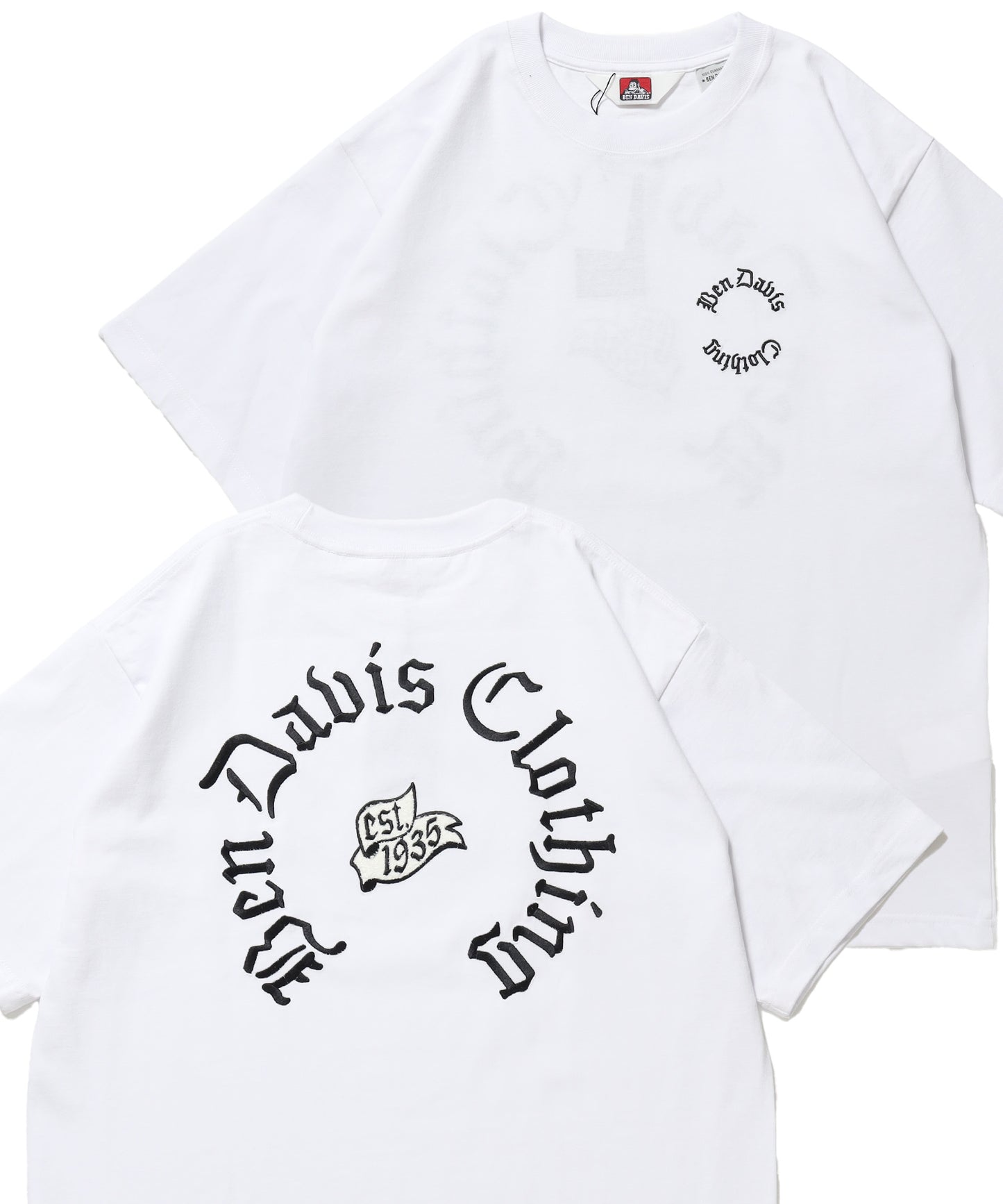 OLD ENGLISH EMB TEE / Tシャツ 半袖 クルーネック 刺繍 ワンポイント ユニセックス オーバーサイズ ホワイト