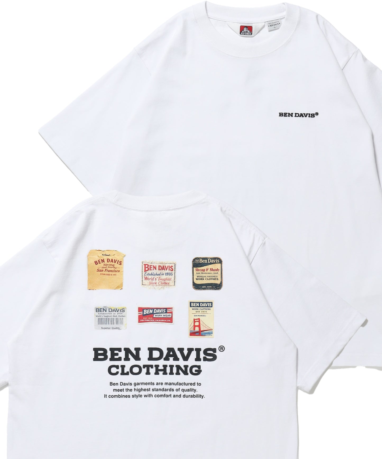 LABELS TEE / Tシャツ 半袖 クルーネック 刺繍 ワンポイント プリント ユニセックス オーバーサイズ ホワイト